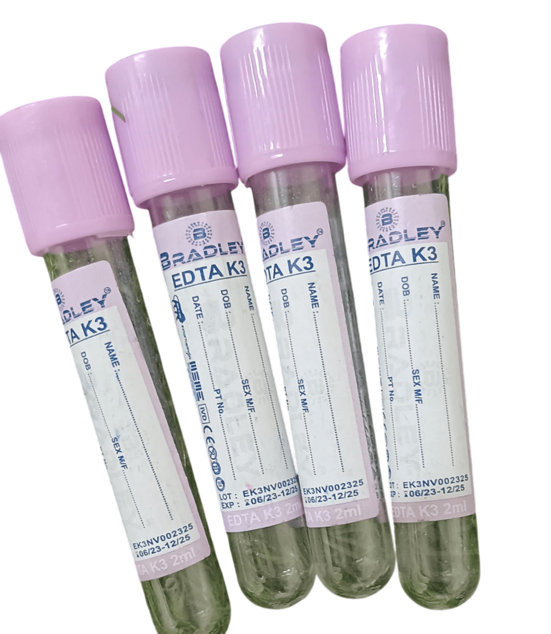Bradley K3 EDTA Vaccum Blood Collection Tube - Global Surgicals