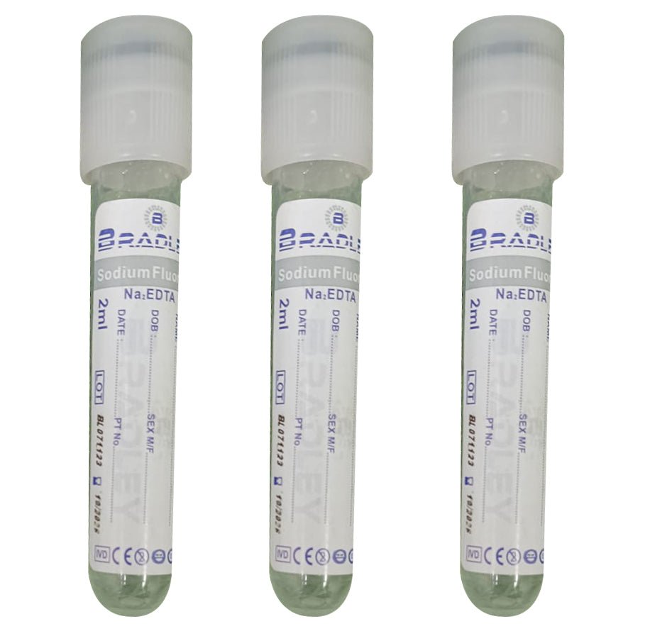 Bradley Sodium Fluoride NAF/Sugar Non Vacuum Blood Collection Tube - Global Surgicals