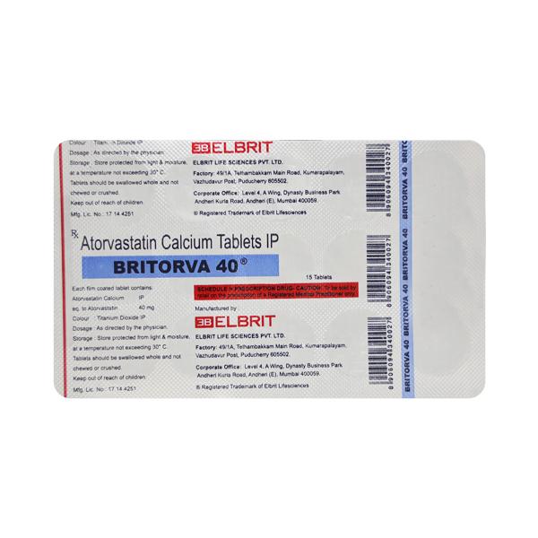 BRITORVA 40mg Tablet 15's - Global Surgicals