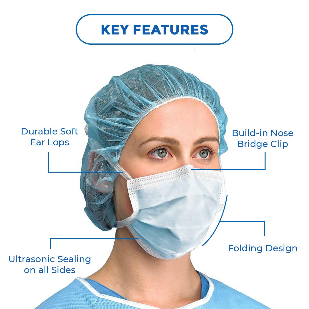 C Cure Meltblown Filter and Earloop with Protective Face Mask - Global Surgicals