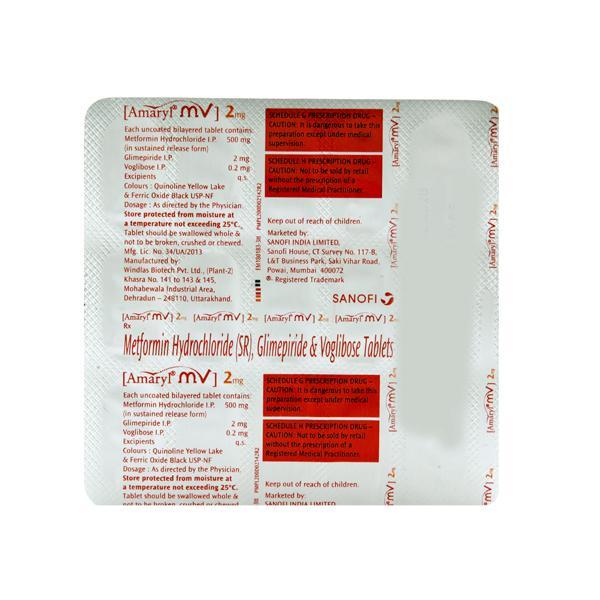 Amaryl MV 2mg Tablet 15'S
