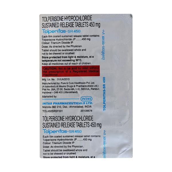 Tolperitas SR 450mg Tablet 10'S