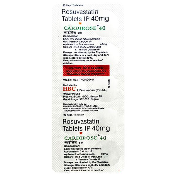 Cardirose 40mg Tablet 10'S