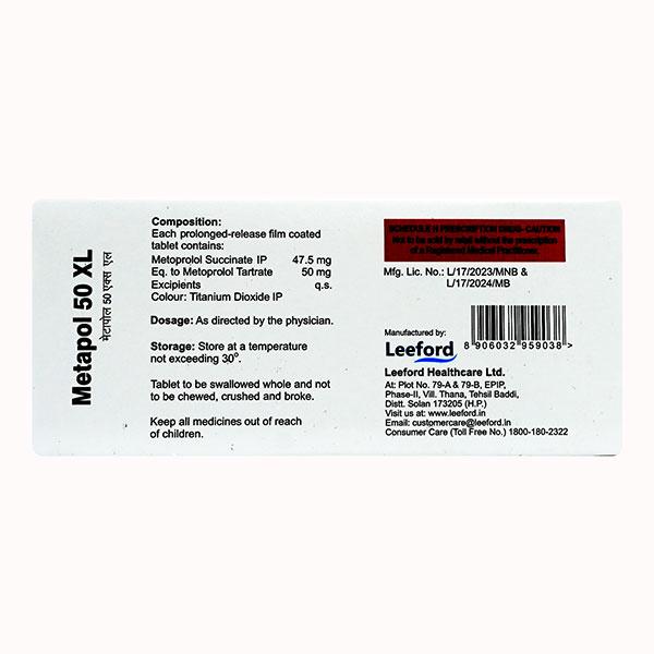 METAPOL XL 50mg Tablet 10's