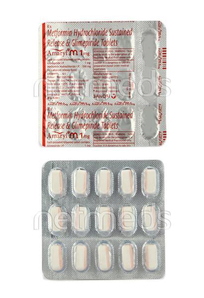Amaryl M 1mg Tablet 15'S