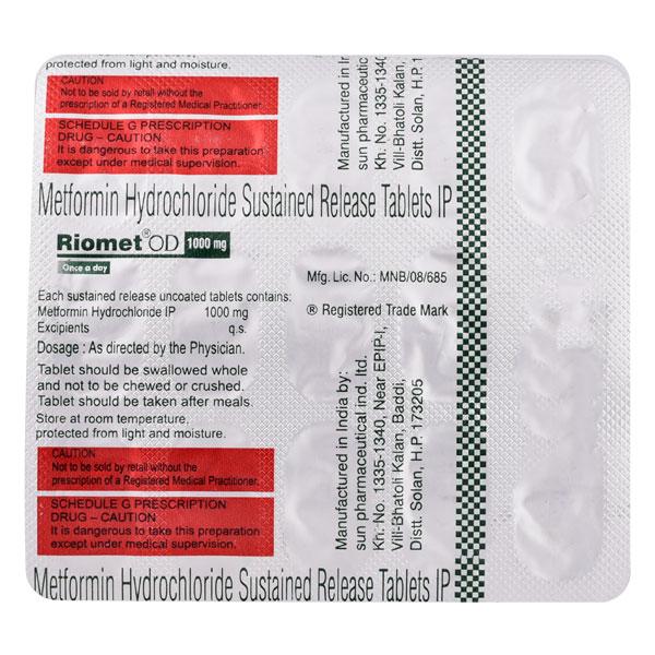 Riomet OD 1000 mg Tablet 15'S