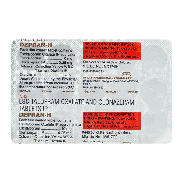 Depran H 0.25/10mg Tablet 15'S