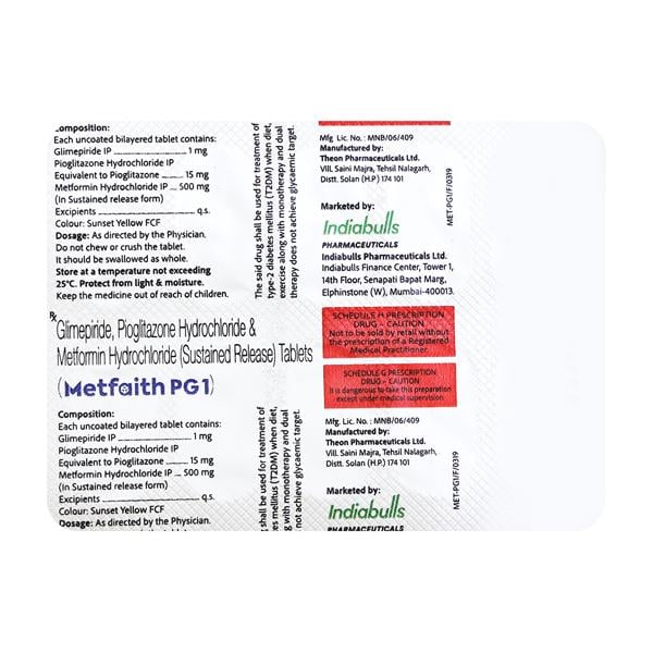 METFAITH PG1 Tablet 10's