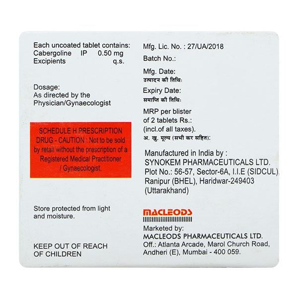 Cabliz 0.5mg Tablet 2'S - Global Surgicals