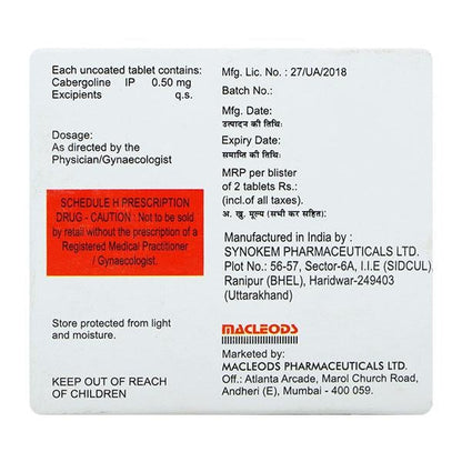 Cabliz 0.5mg Tablet 2'S - Global Surgicals