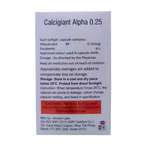 CALCIGIANT ALPHA 0.25 Softgel Capsule 10's - Global Surgicals