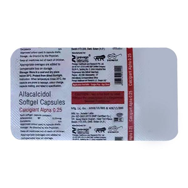 CALCIGIANT ALPHA 0.25 Softgel Capsule 10's - Global Surgicals
