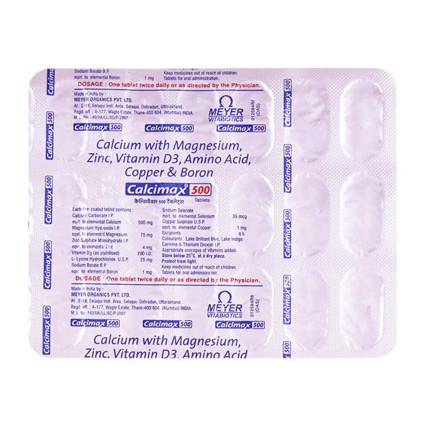 Calcimax 500mg Tablet 30'S - Global Surgicals
