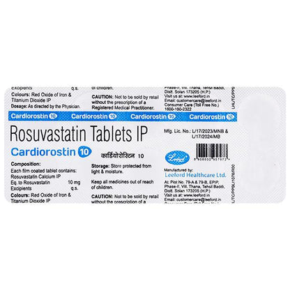 CARDIOROSTIN 10mg Tablet 10's - Global Surgicals