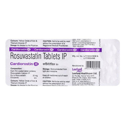 CARDIOROSTIN 20 Tablet 10's - Global Surgicals