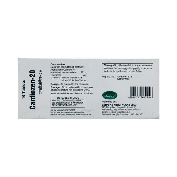 Cardiozen 20mg Tablet 10'S - Global Surgicals