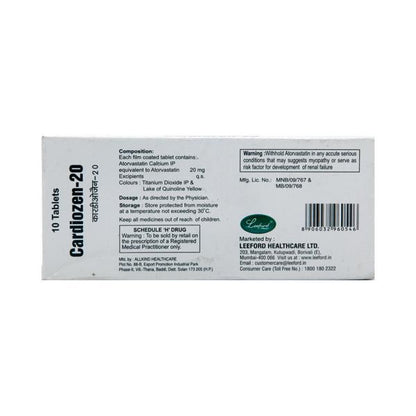 Cardiozen 20mg Tablet 10'S - Global Surgicals