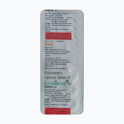 Cardirose 20mg Tablet 10'S - Global Surgicals
