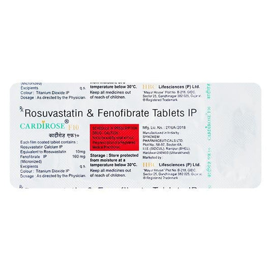 Cardirose F 10 Tablet 10'S - Global Surgicals