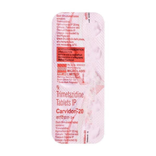 Carvidon 20mg Tablet 10'S - Global Surgicals