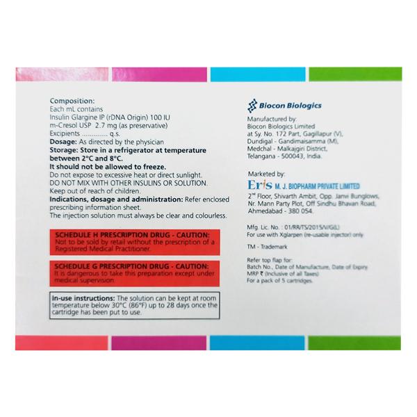 XGLAR REFIL 100iu Cartridge 3ml