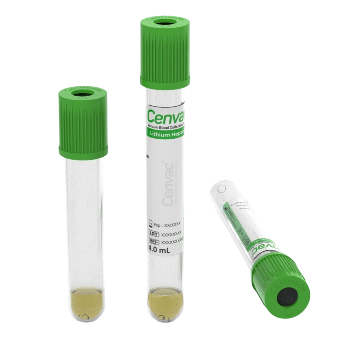 Cenvac Lithium Heparin + Gel Vaccum Blood Collection Tube - Global Surgicals