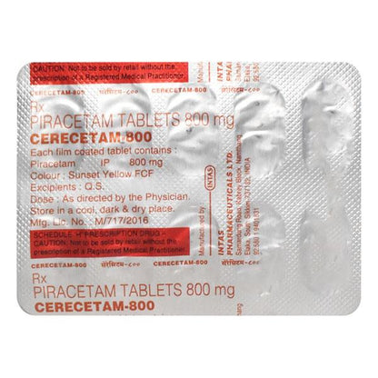 Cerecetam 800mg Tablet 10'S - Global Surgicals