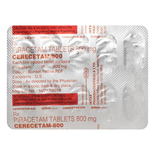 Cerecetam 800mg Tablet 10'S - Global Surgicals