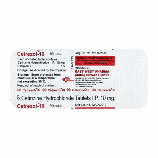 Cetrezol 10mg Tablet 10'S - Global Surgicals