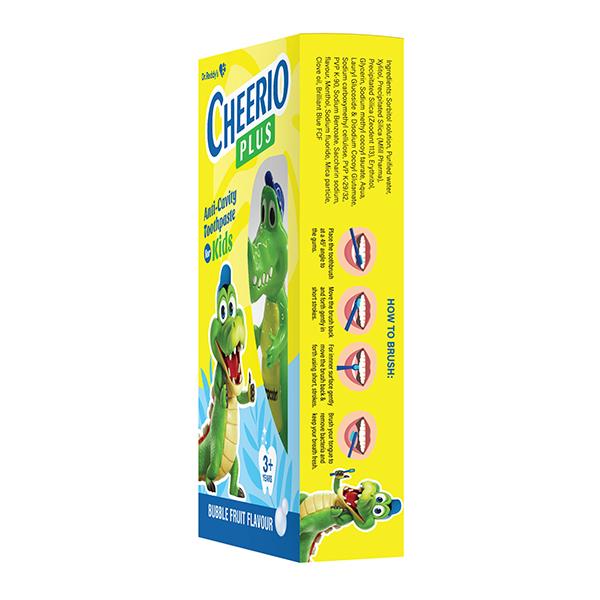 CHEERIO PLUS BUBBLE FRUIT FLAVOUR KIDS ANTI CAVITY Tooth Paste 75g - Global Surgicals