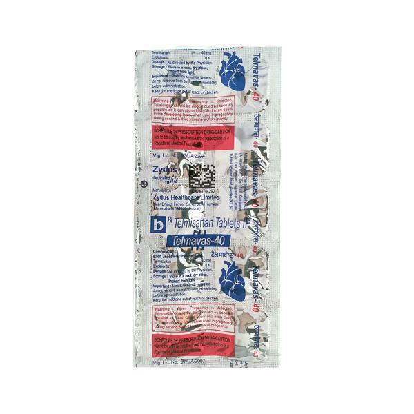 Telmavas 40mg Tablet 10'S