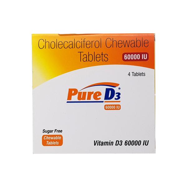 Pure D3 60000IU Sugar Free Chewable Tablet 4'S