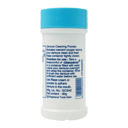 Clinsodent Denture Cleaning Powder 60gm - Global Surgicals