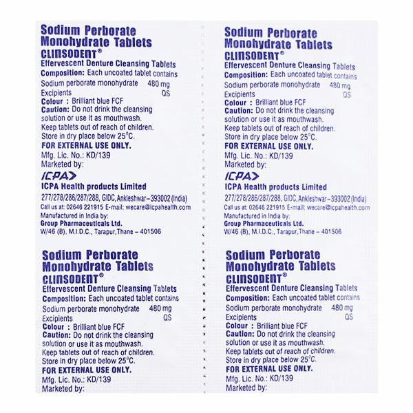 Clinsodent Tablet 4'S - Global Surgicals