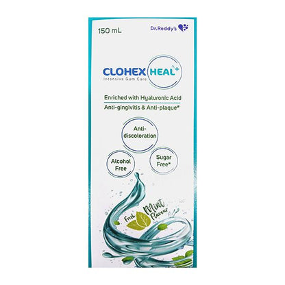 CLOHEX HEAL + SUGAR FREE FRESH MINT FLAVOUR INTENSIVE GUM CARE Liquid 150ml - Global Surgicals