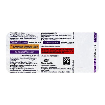 Clonafit MD 0.25mg Tablet 10'S - Global Surgicals