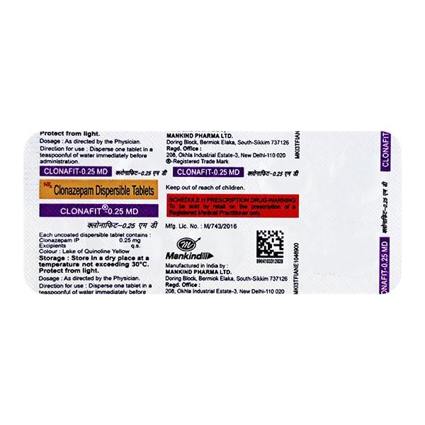 Clonafit MD 0.25mg Tablet 10'S - Global Surgicals
