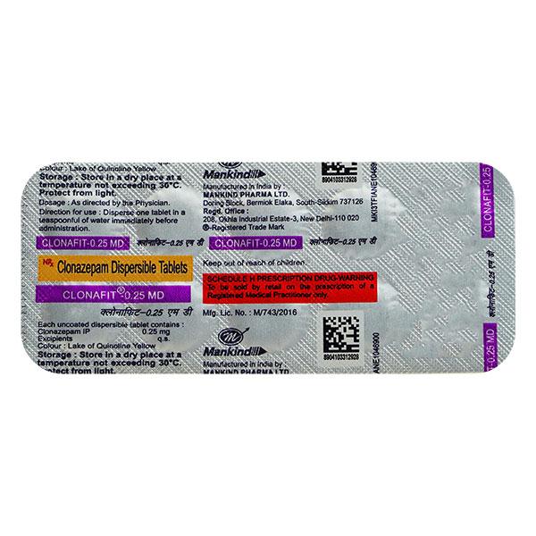 Clonafit MD 0.25mg Tablet 10'S - Global Surgicals