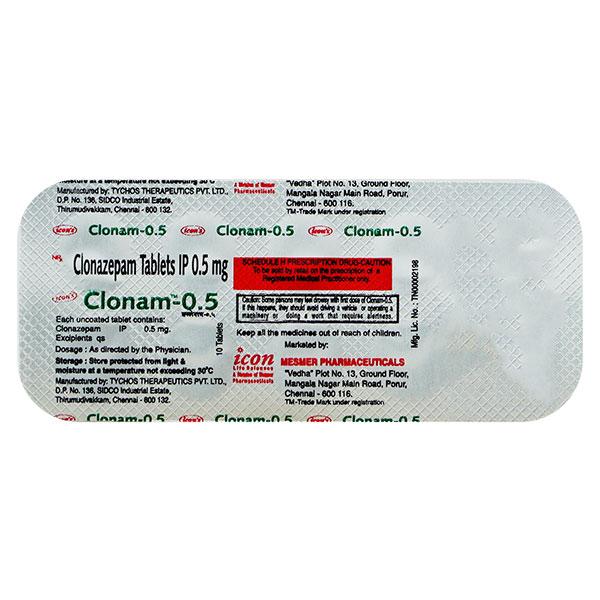 Clonam 0.5mg Tablet 10'S - Global Surgicals
