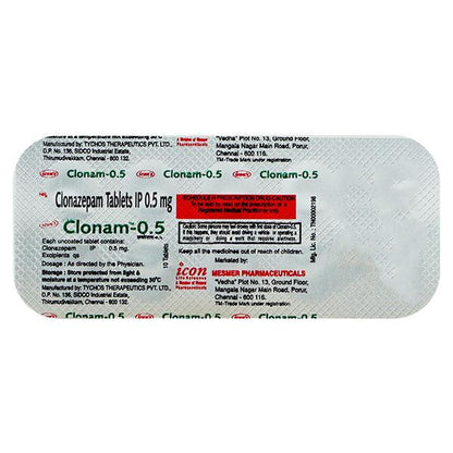 Clonam 0.5mg Tablet 10'S - Global Surgicals
