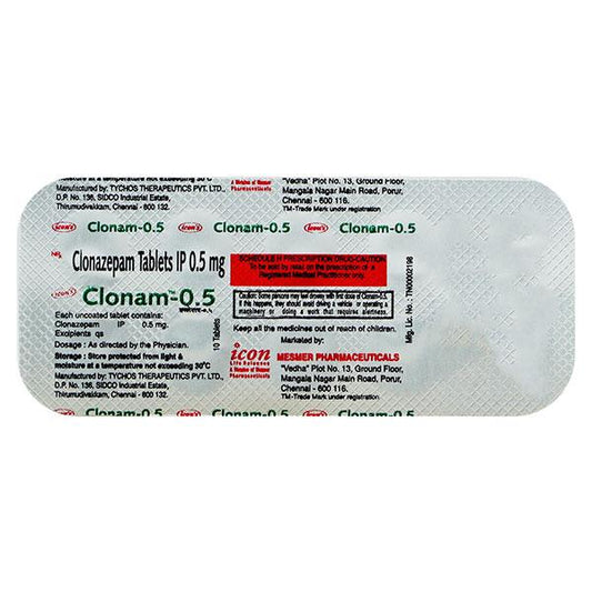 Clonam 0.5mg Tablet 10'S - Global Surgicals