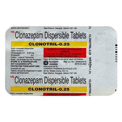 Clonotril 0.25mg Tablet 15'S - Global Surgicals