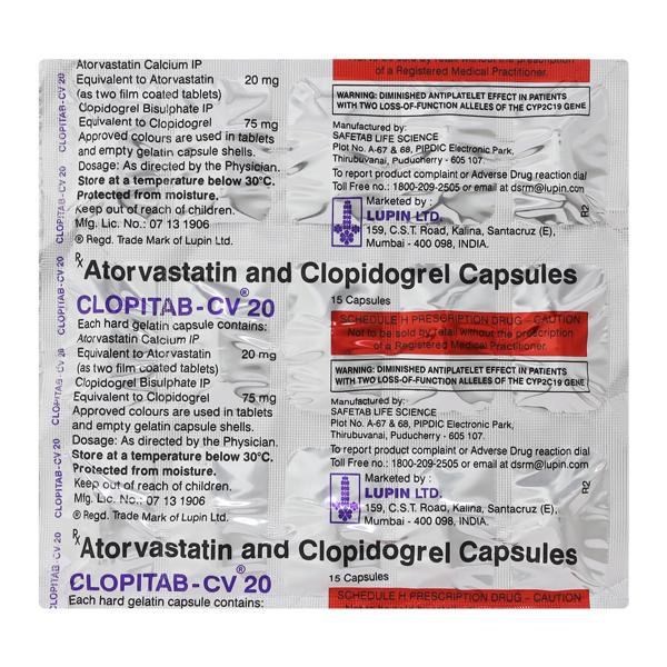 Clopitab CV 20mg Capsule 15'S - Global Surgicals