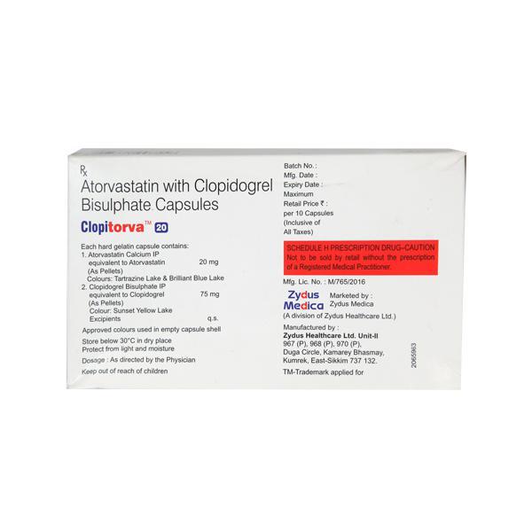 Clopitorva 20mg Capsule 10'S - Global Surgicals