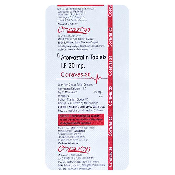 CORAVAS 20mg Tablet 10's - Global Surgicals