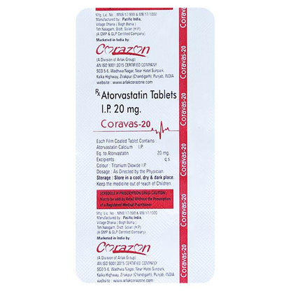 CORAVAS 20mg Tablet 10's - Global Surgicals