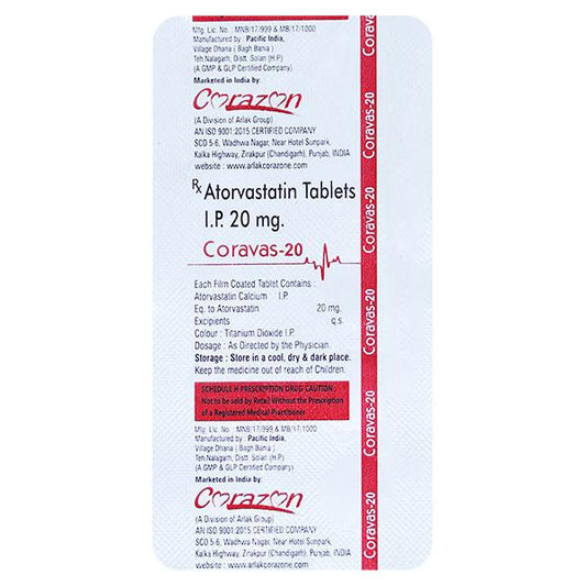CORAVAS 20mg Tablet 10's - Global Surgicals