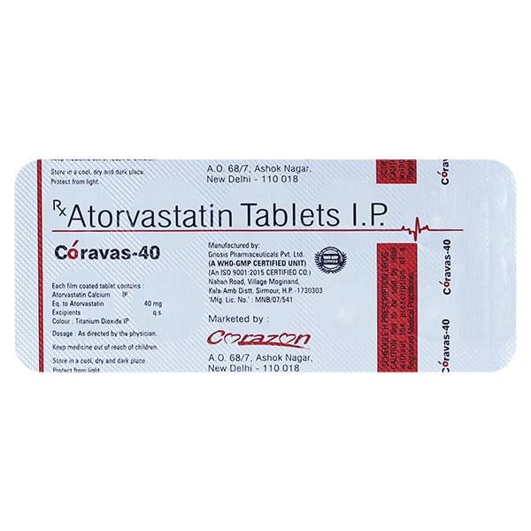 CORAVAS 40mg Tablet 10's - Global Surgicals