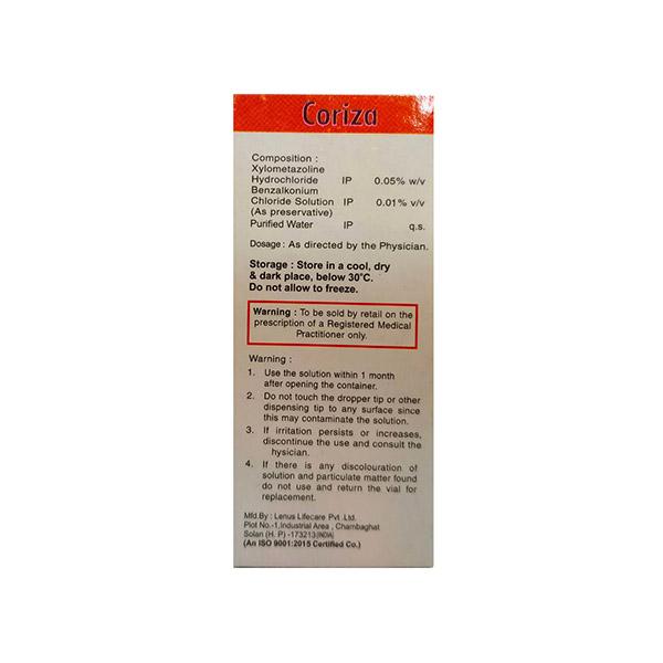 CORIZA Nasal Drops 10ml - Global Surgicals