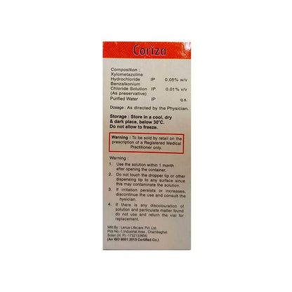 CORIZA Nasal Drops 10ml - Global Surgicals